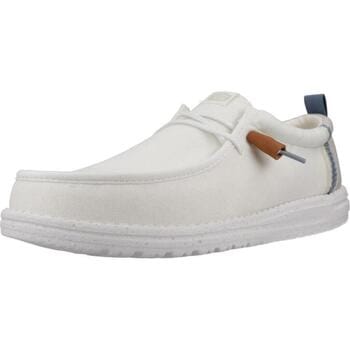 Hey Dude Wally Summer Linen - Mokassins - Wit/Grijs - Comfortabele Instap