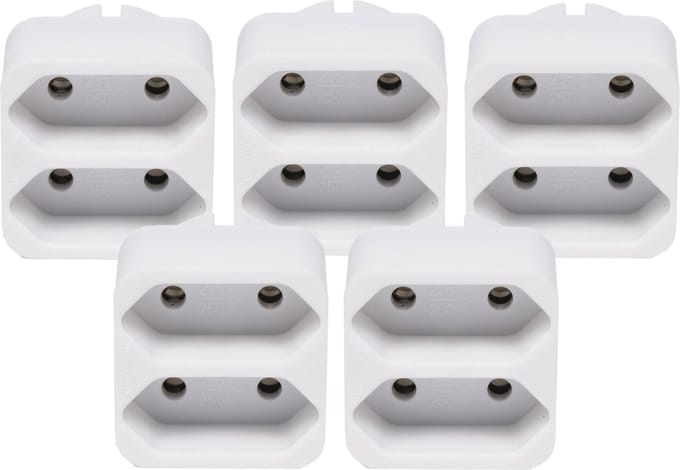 Benson Stopcontact splitter - 5x stuks - wit - duo - platte stekkers - 1155 Watt
