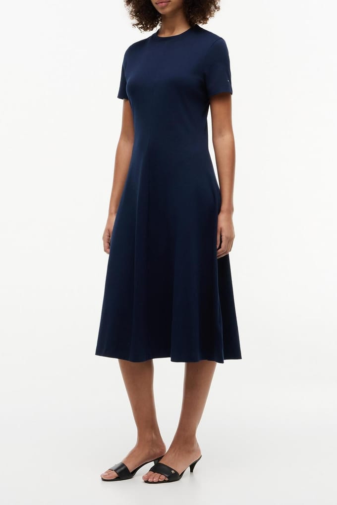 Tommy Hilfiger Interlock F&f Midi Dress Dark Night Navy Größe: S | Midikleider Outlet | Damen | Schwarz