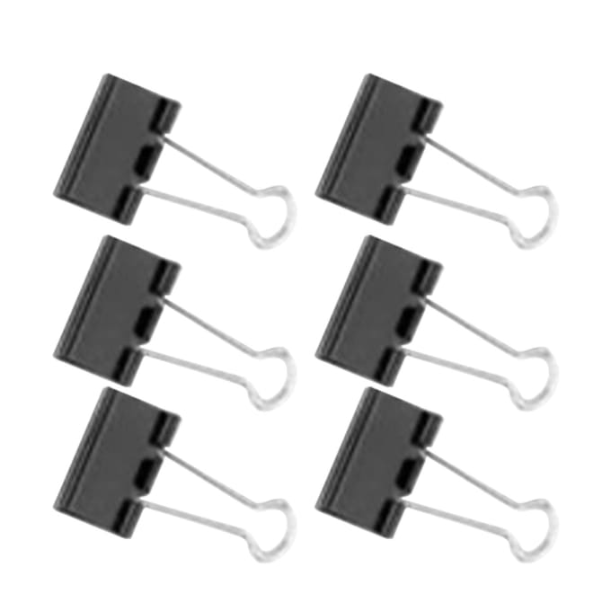 6 STuks Zwarte Mapklemmen 32mm Legering Duurzaam Exquis Kleine Papierklemmen voor Documenten Tickets black
