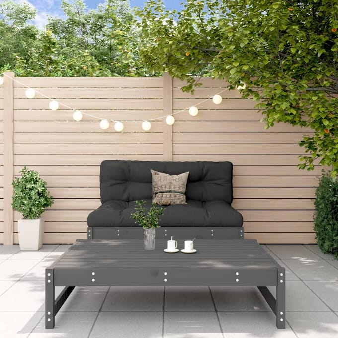 vidaXL - 2-delige - Loungeset - massief - grenenhout - grijs