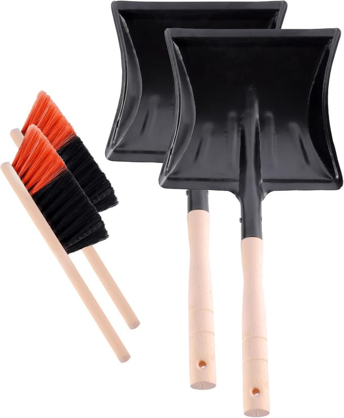 Stofblik en Handveger Set met Houten Bezem - Compact & Efficiënt Schoonmaken voor Thuis en Werk