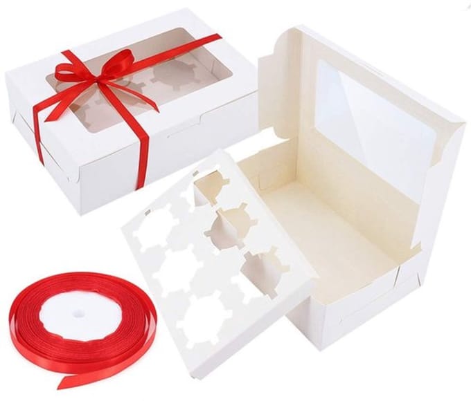 Virtubuy - Cupcake Boxes - Cake Box - Sluitbare verpakking - Wit - Cupcake