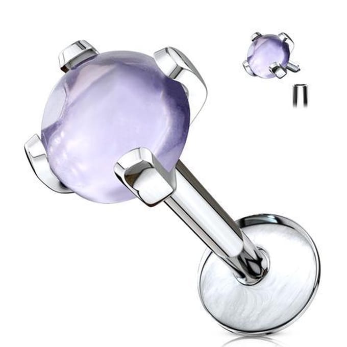 Piercing natuursteen 1.2x6 - amethyst - LMPiercings