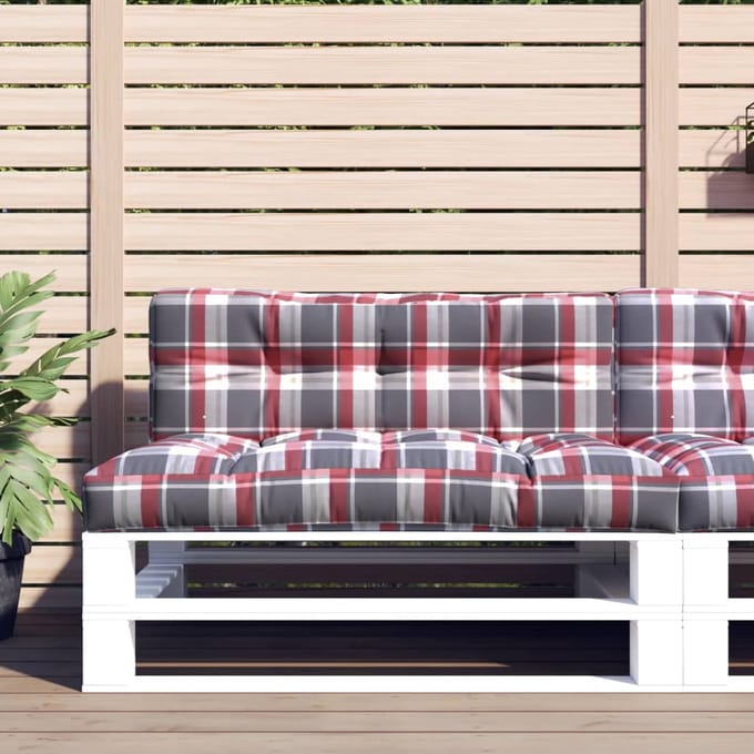 vidaXL - Palletkussens - 2 - st - stof - ruitpatroon - rood