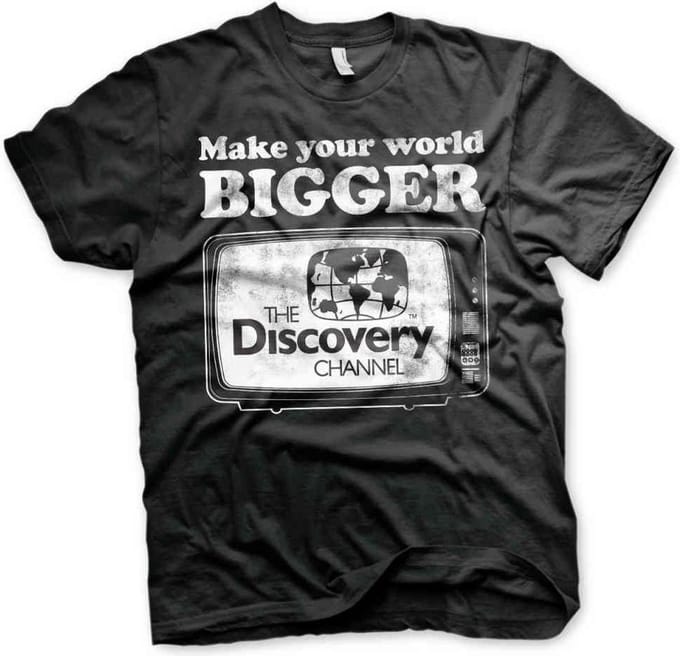 Discovery Channel Heren Tshirt -S- Make Your World Bigger Zwart