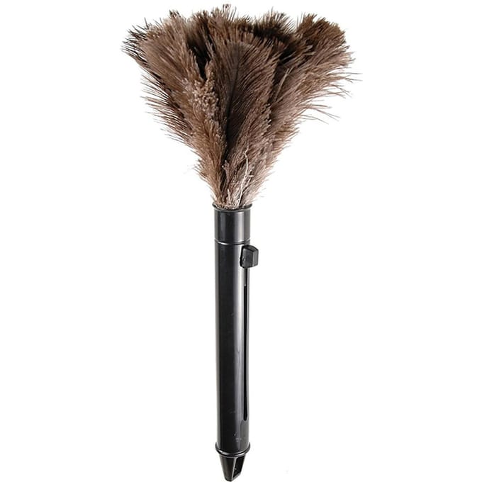 Stoffers Bruin Wasbaar Draagbaar Compact Kippenveren ABS Mini Stoffer met Handvat voor black