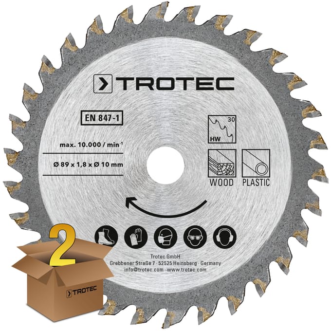 Set van 3 duikzaagbladen TCT Ø 89 mm, 2-delig