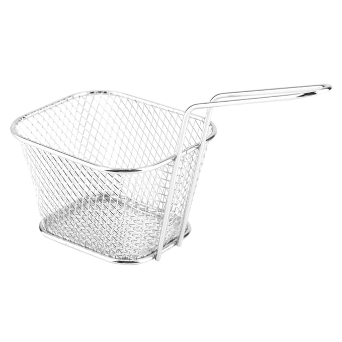 Mini RVS Friet Diepfriet Manden Voedsel Presentatie Zeef Aardappel Kookgereedschap white