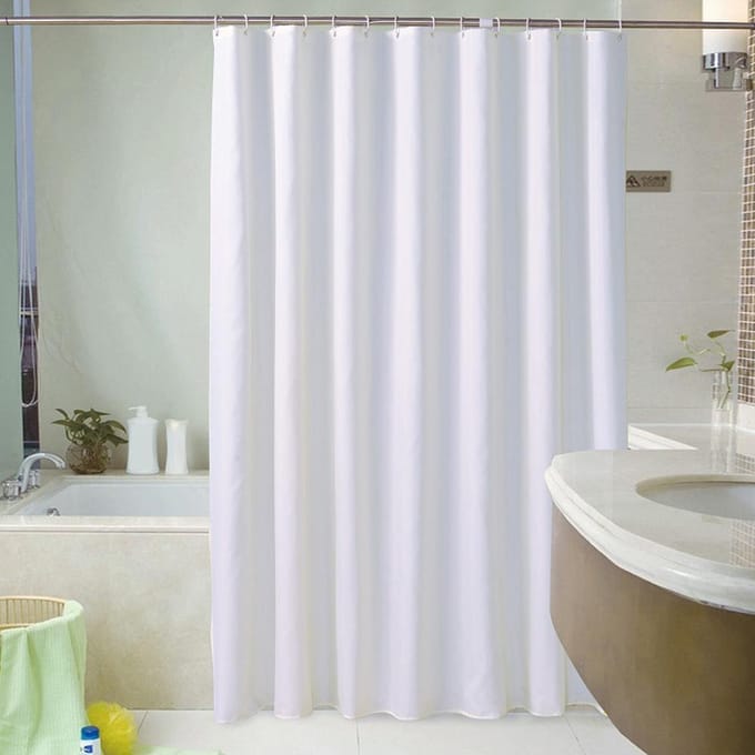 1PC rideau de douche ménage couleur unie épaissi imperméable tissu séchage rapide imperméable et 180cm * 220cm blanc
