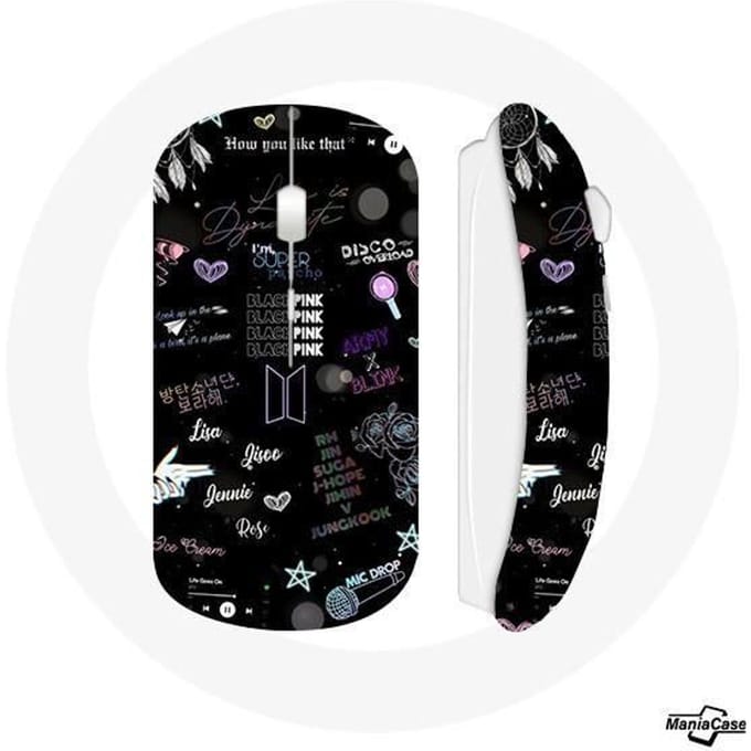 Draadloze muis geeft logo BTS BLACKPINK-ledennamen weer