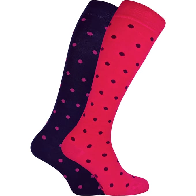 Set van 2 kniehoge bamboesokken met patroon voor dames - Stip