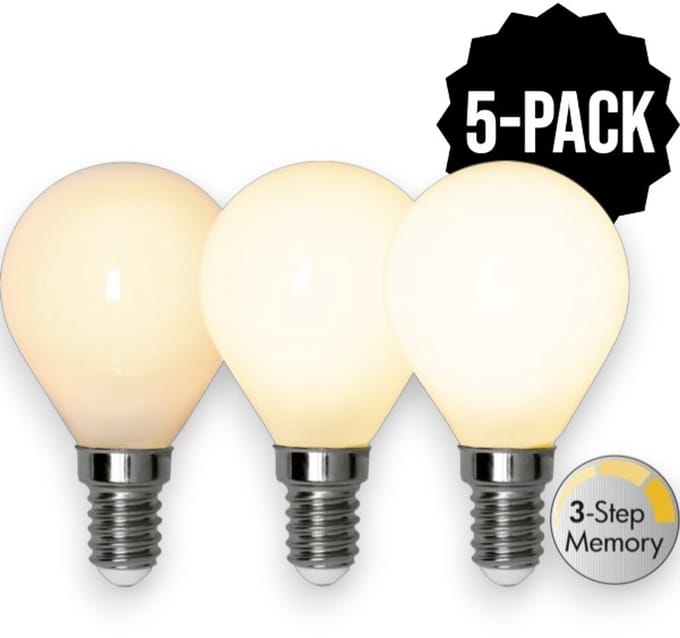 5-Pack | 3 standen - Kogellamp - E14 - 4W - Extra Warm Wit - 2700K - Opaal