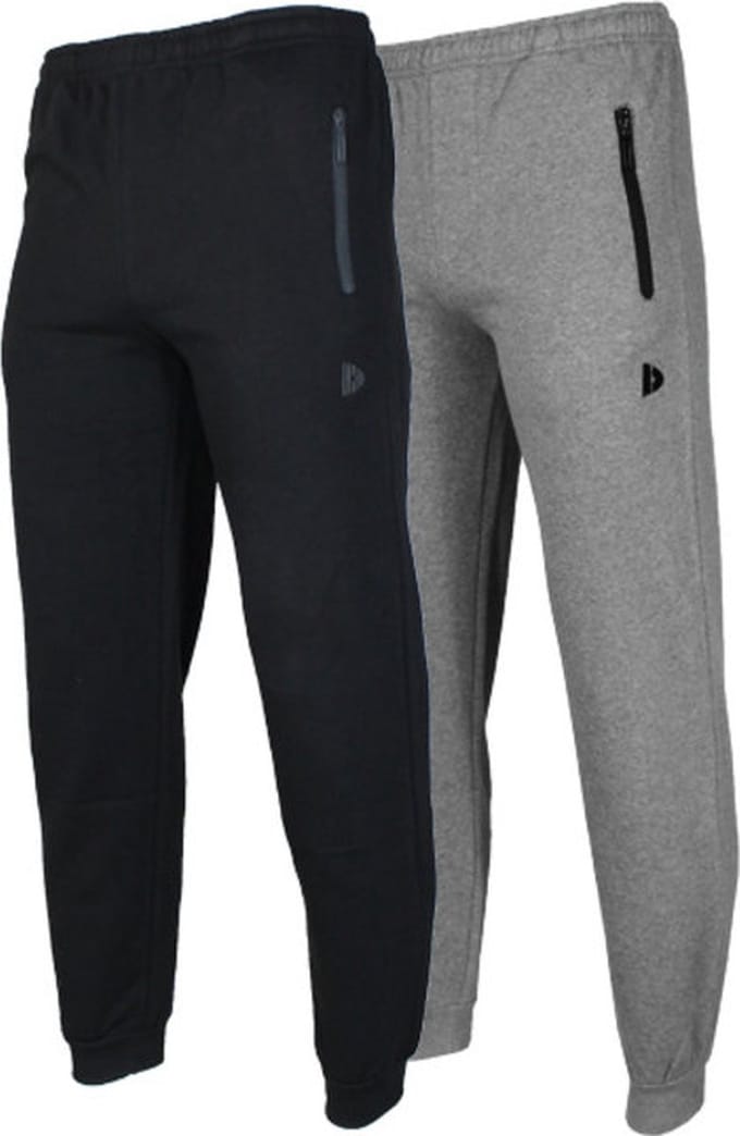 2-Pack Donnay - Joggingbroek met elastiek (Jack) - Sportbroek - Heren - Black/Silver-marl (252) - maat M