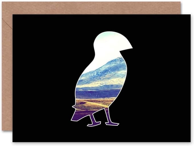 Wenskaart met Puffin en Landschap Schets