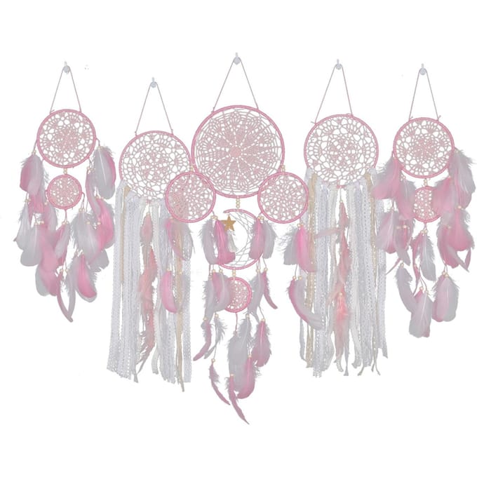 Nachtkastje Dromenvanger Maan en Ster Wanddecoratie Hangende Decoratie? white