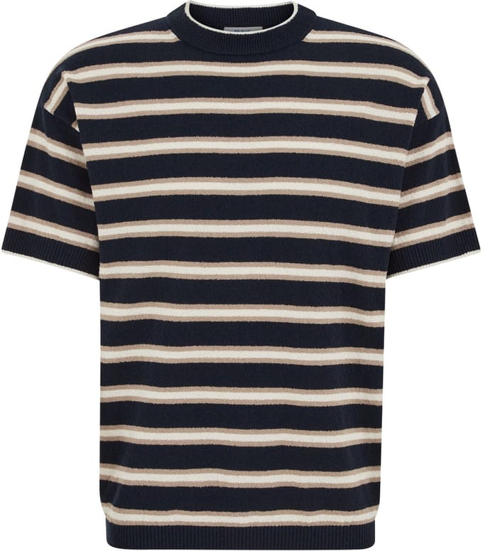 WE Fashion Heren regular fit boucle T‑shirt met streep
