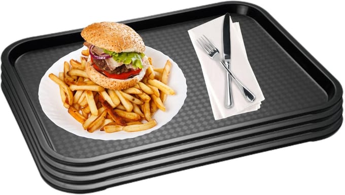APS Fast Food Serveertablet - Breukbestendig - Vaatwasserbestendig - Zwart - 45x35.5cm - Set van 4