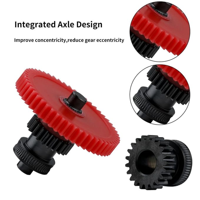 Extruder Tandwiel Compatibel met ELEGOO Neptune 4 ProPlusMax Gehard Staal Dubbel Tandwiel Kit Eén As black