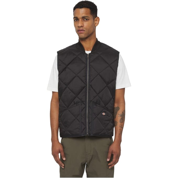 Dickies Diamantgequilted Vest Heren Zwart Gilets
