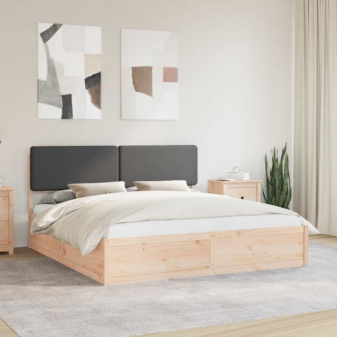 vidaXL - Bedframe - met - Gevoerde - Hoofdbord - Donkergrijs - 180 - x - 200 - cm