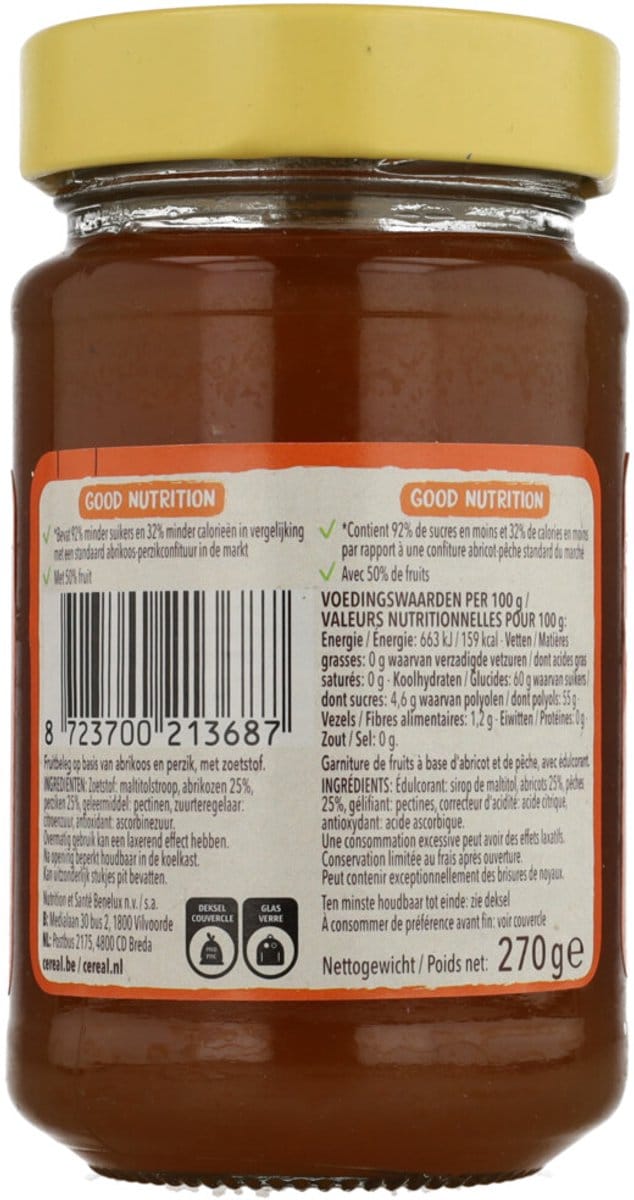 Céréal Jam Abrikoos & Perzik - 3 x 270 gr - Voordeelverpakking