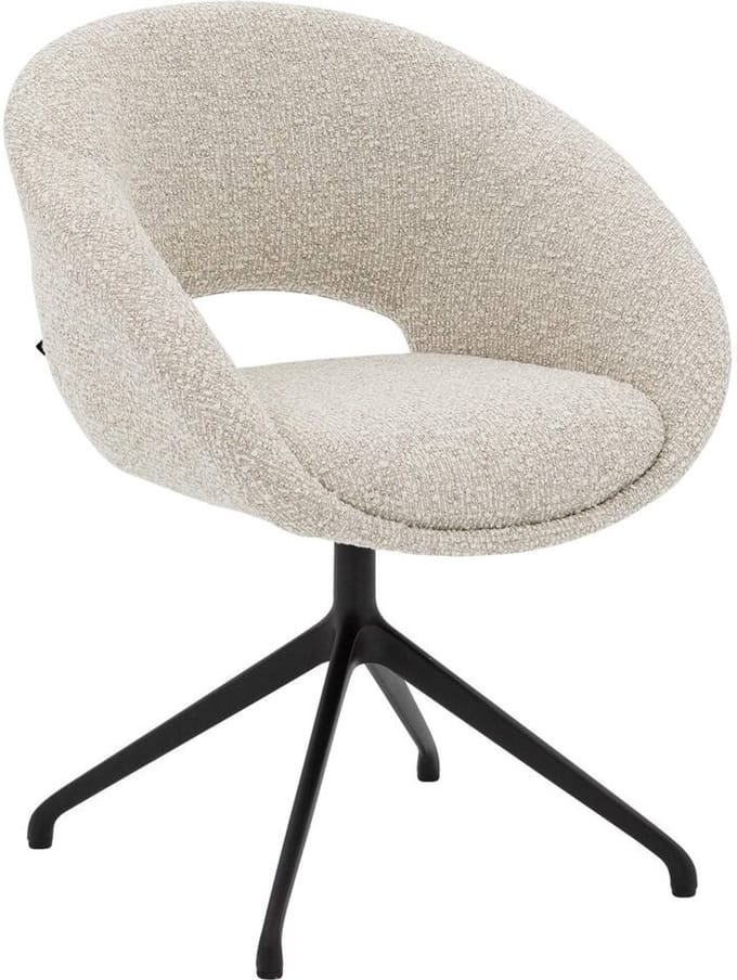 Goossens Eetkamerstoel Babs - Met Armleuning - Stof - Beige