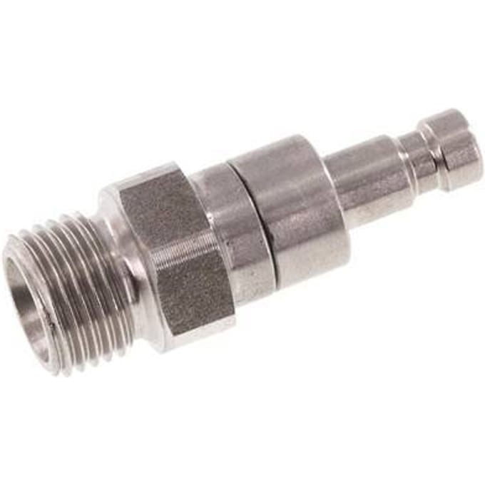 RVS DN 2.7 (Micro) Luchtkoppeling Insteeknippel G 1/8 inch Buitendraad Double Shut-Off - CLP2-M-S-SV-018
