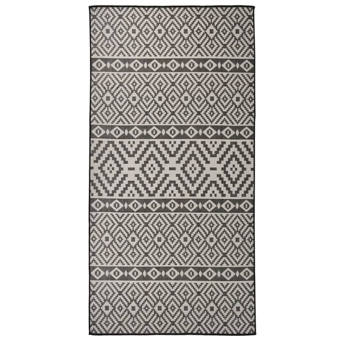 vidaXL - Buitenkleed - met - patroon - platgeweven - 100x200 - cm - zwart