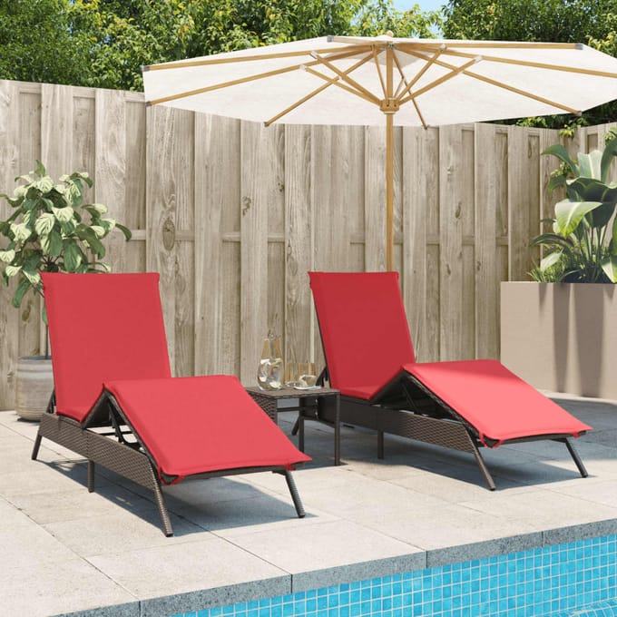 vidaXL - Ligstoelen - 2 - st - met - tafel - poly - rattan - bruin