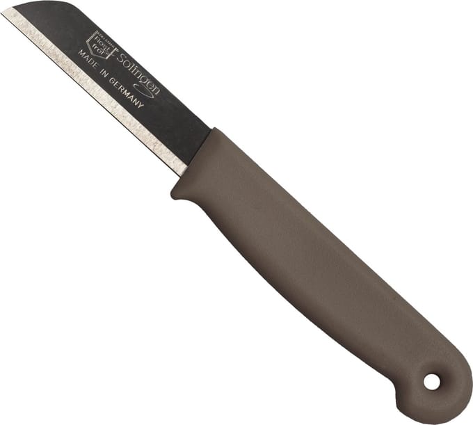 Solingen Schilmesje – RVS Glad – 16 cm met Blade Cover – Bruin