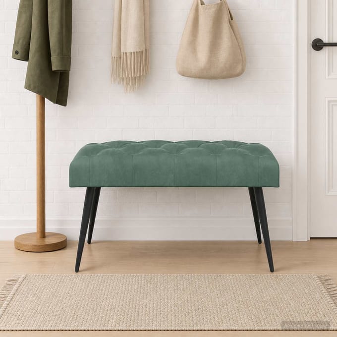 vidaXL - Bank - met - knopen - tufting - Zeegroen - 80 - x - 40 - x - 46 - cm - Fluweel