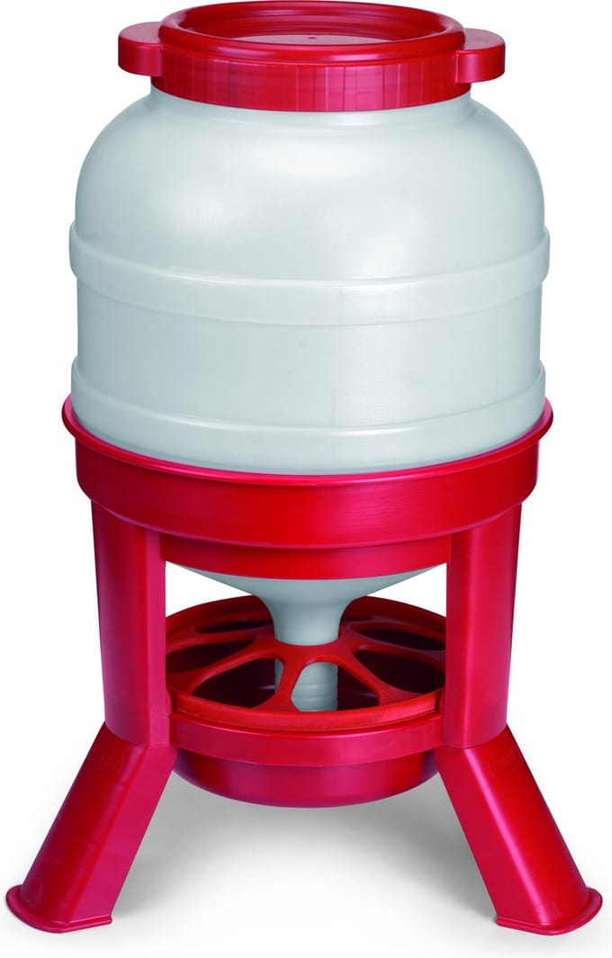 Gaun Pluimvee voertoren 30 Liter – Op pootjes – 16 cm – Rood