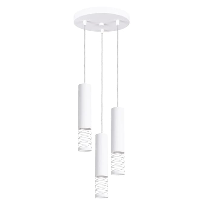 Hanglamp LAMI 3P met 3 spiraalkappen aan ronde plafondplaat - Sollux Lighting - IP20 - Wit staal behuizing - 25 x 25 x 125 cm - 3 x GU10 LED, exclusief lichtbron - 3 x 10 W - Moderne hanglamp voor woonkamer, slaapkamer en eetkamer