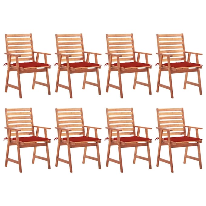 vidaXL - Tuinstoelen - 8 - st - met - kussens - massief - acaciahout