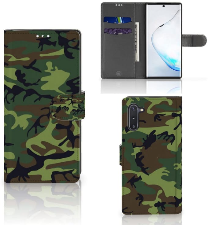 Book Case voor Samsung Galaxy Note 10 Telefoon Hoesje Army Dark