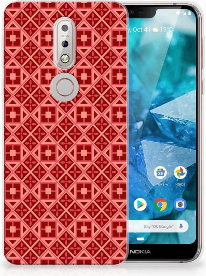 Nokia 7.1 TPU bumper Batik Rood