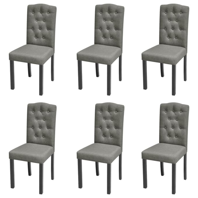 vidaXL - Eetkamerstoelen - 6 - st - stof - grijs