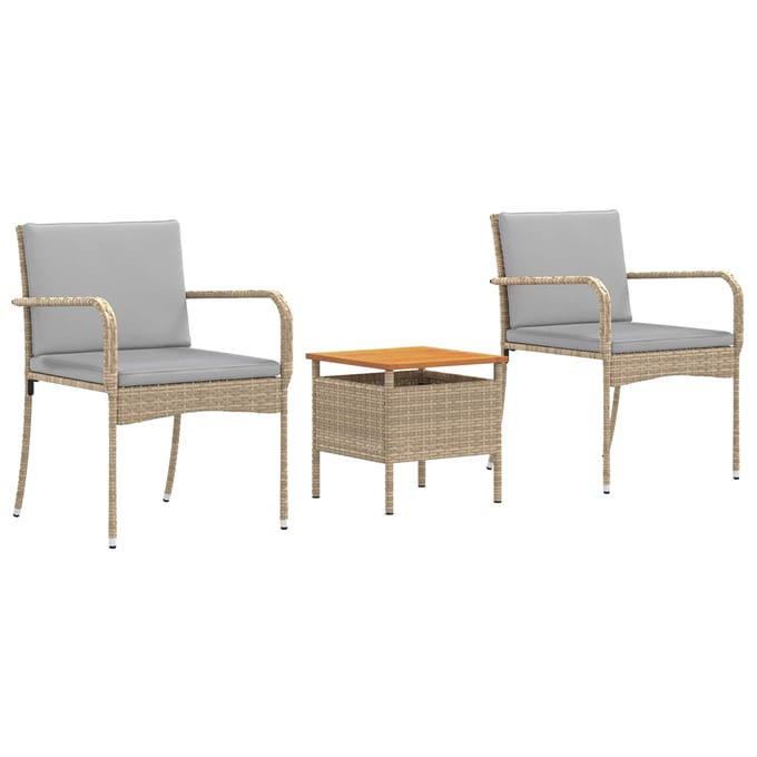 vidaXL - Tuinset - Beige - poly - rattan