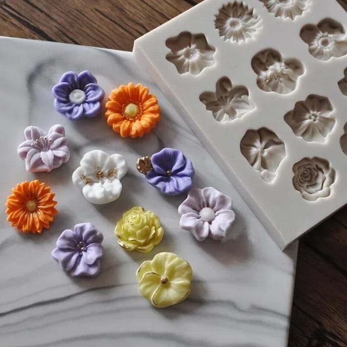 Moule à gâteau en Silicone en forme de fleurs de tournesol, décoration DIY, chocolat 3D, outils de moulage gray