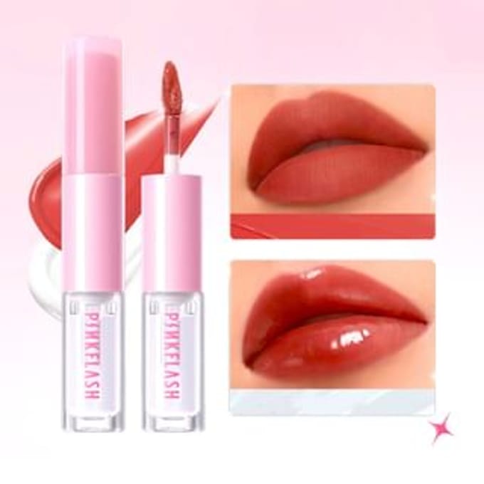 PINKFLASH - 2 in 1 Liquid Lipstick - 3 Colors #RD01 Cherry Glaze - 1.2g*2