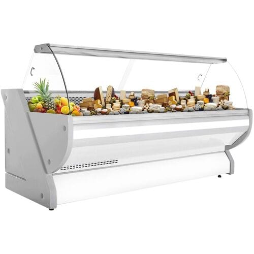 GGM Gastro Kühl-/ Fleischtheke - 3000mm - Weiß - mit Fleischlicht & beleuchteter Frontblende Grijs