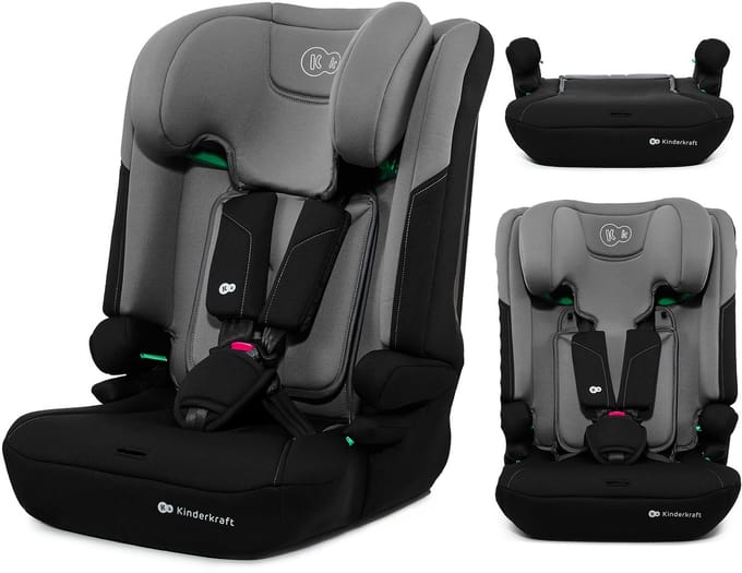 Kinderkraft I-COMFY Autostoel 3-in-1 i-Size – 76-150 cm Hoge Rugleuning – Grijs