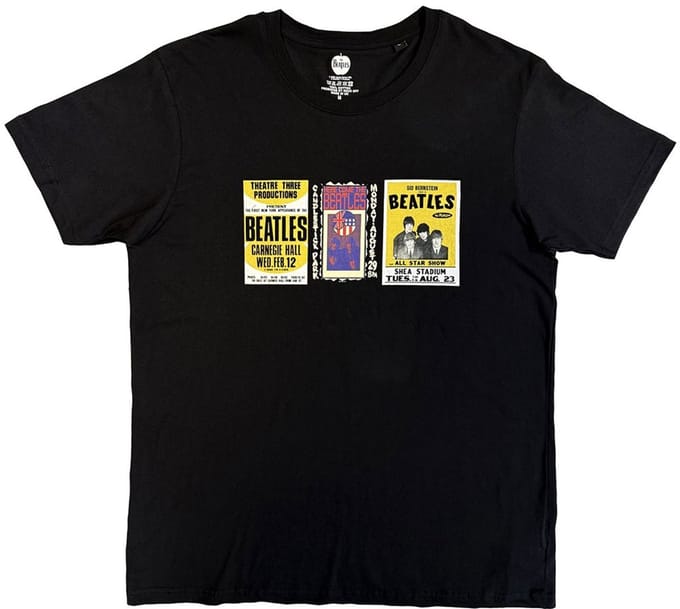 The Beatles - Black & White Band Heren Tshirt - M - Zwart