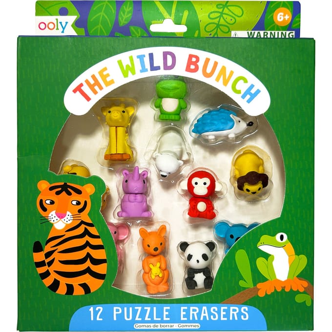 OOLY the wild bunch puzzle erasers 6 jr+