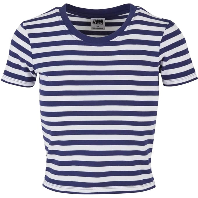Urban Classics - Short Striped Crop top - XL - Wit/Blauw