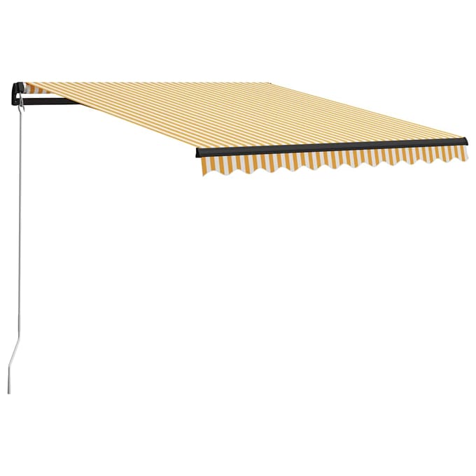 vidaXL - Luifel - handmatig - uittrekbaar - met - LED - 300x250 - cm - geel - en - wit