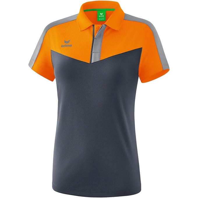 Erima Squad Polo Dames - New Orange / Slate Grey / Monument Grey | Maat: 34