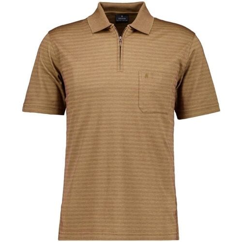 Ragman Polo Softknit Fine Duo Line Zip Collar Chestnut / male