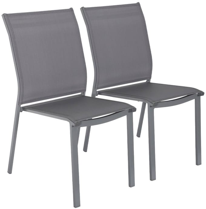 sweeek - Set van 2 stapelbare tuinstoelen van aluminium en textileen 64,5 x 45,5 x 89,5 cm - buffalo